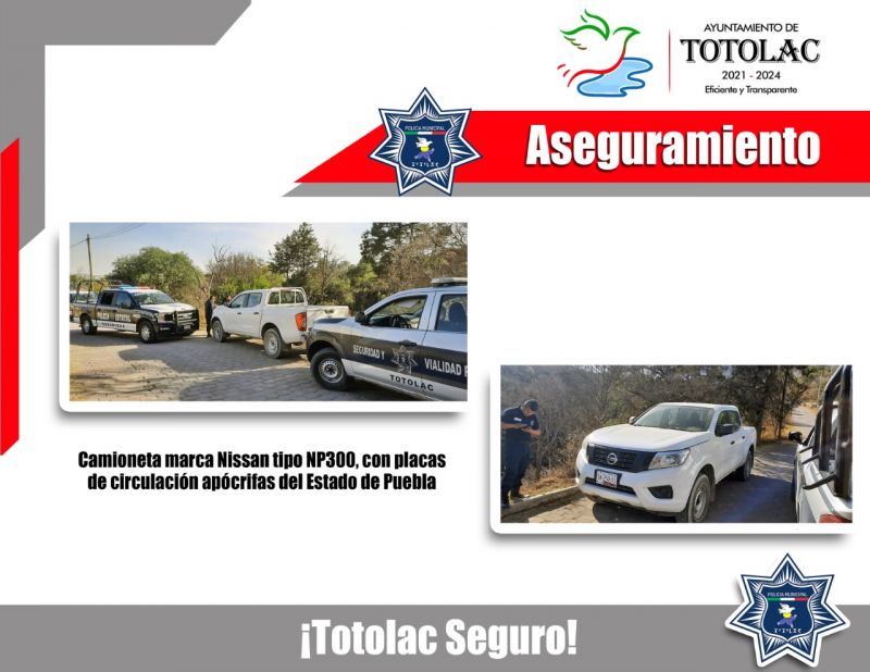POLICÍA MUNICIPAL Y LA SSC RECUPERAN UNA UNIDAD CON REPORTE DE ROBO EN TOTOLAC